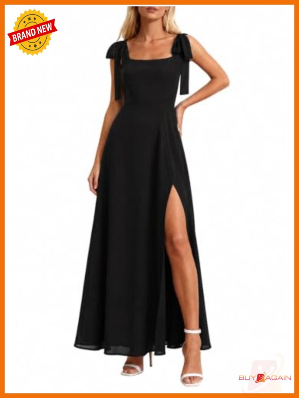 Chiffon Sleeveless Tiered Slit Maxi Formal Wedding Guest Dress